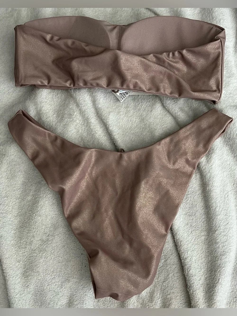 NWT Envyya Shimmery Mauve Bandeau Bikini Set